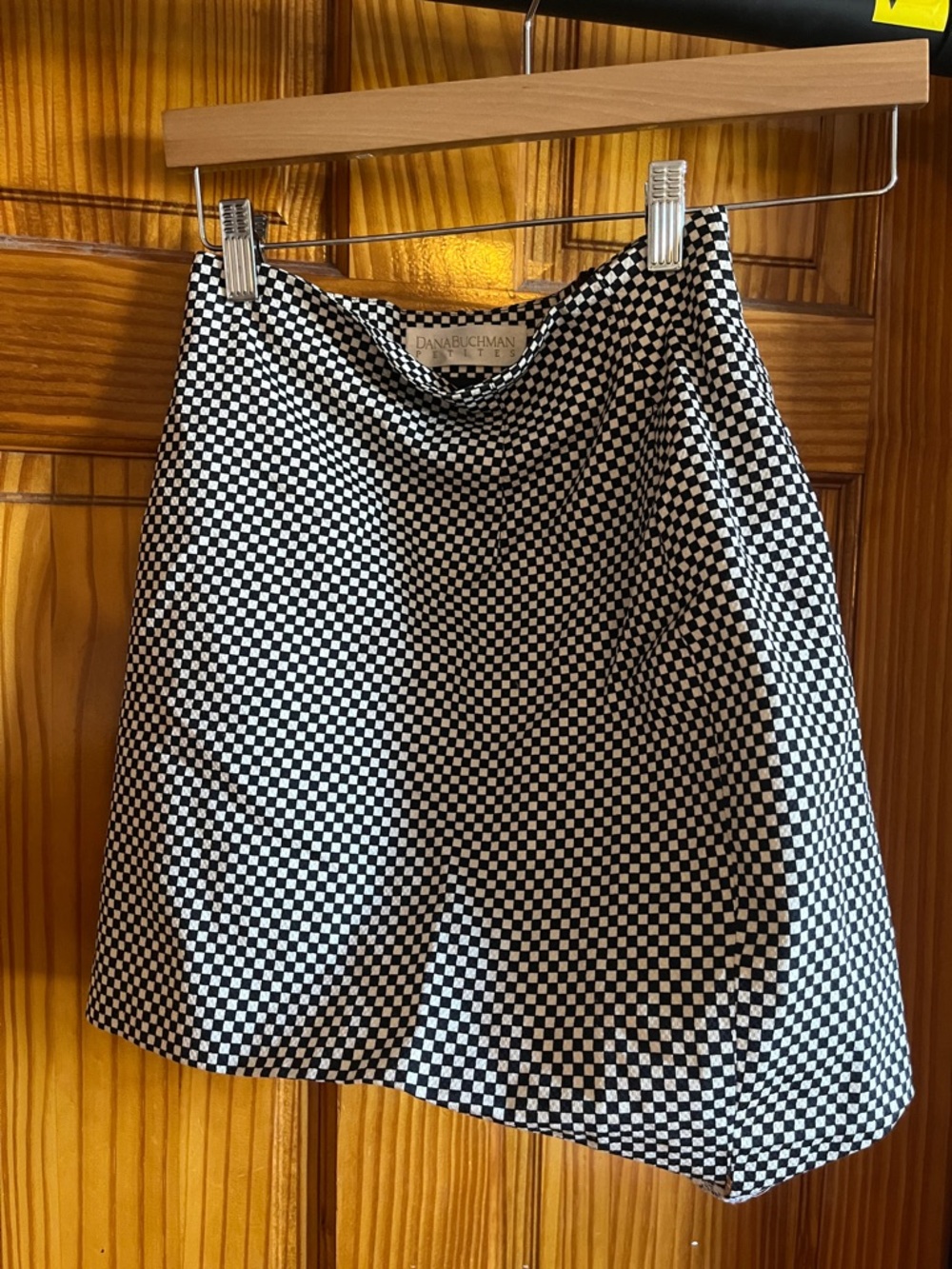 Dana Buchman Black & White Checkered A-Line Skirt